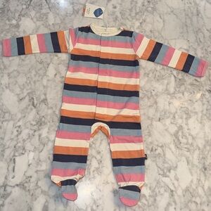 NWT MAGNETIC ME STRIPPED ORGANIC COTTON FOOTIE 6/9M